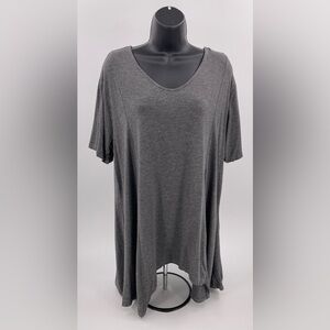 SYMPLE‎ NYC “Plus” Rayon & Elastic Heather Grey Short Sleeve Top 3/4 Women’s 1X